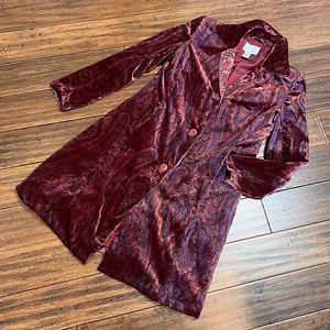 Vintage Spiegel Velvet Paisley Long Blazer Jacket Duster